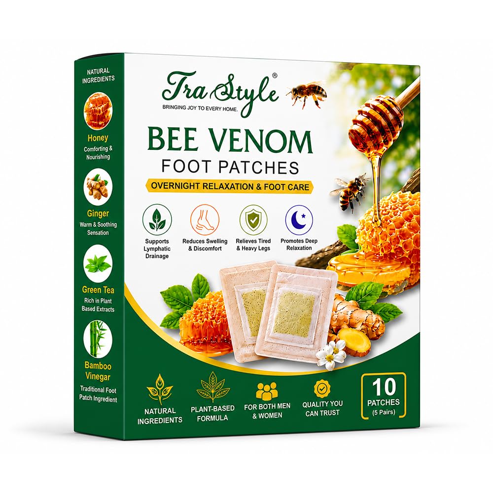 Bee Venom Foot Patch Body Drainage Shaping Foot Pads, 10 Pieces | Detox Patches, Green Tea Extract, Overnight Use