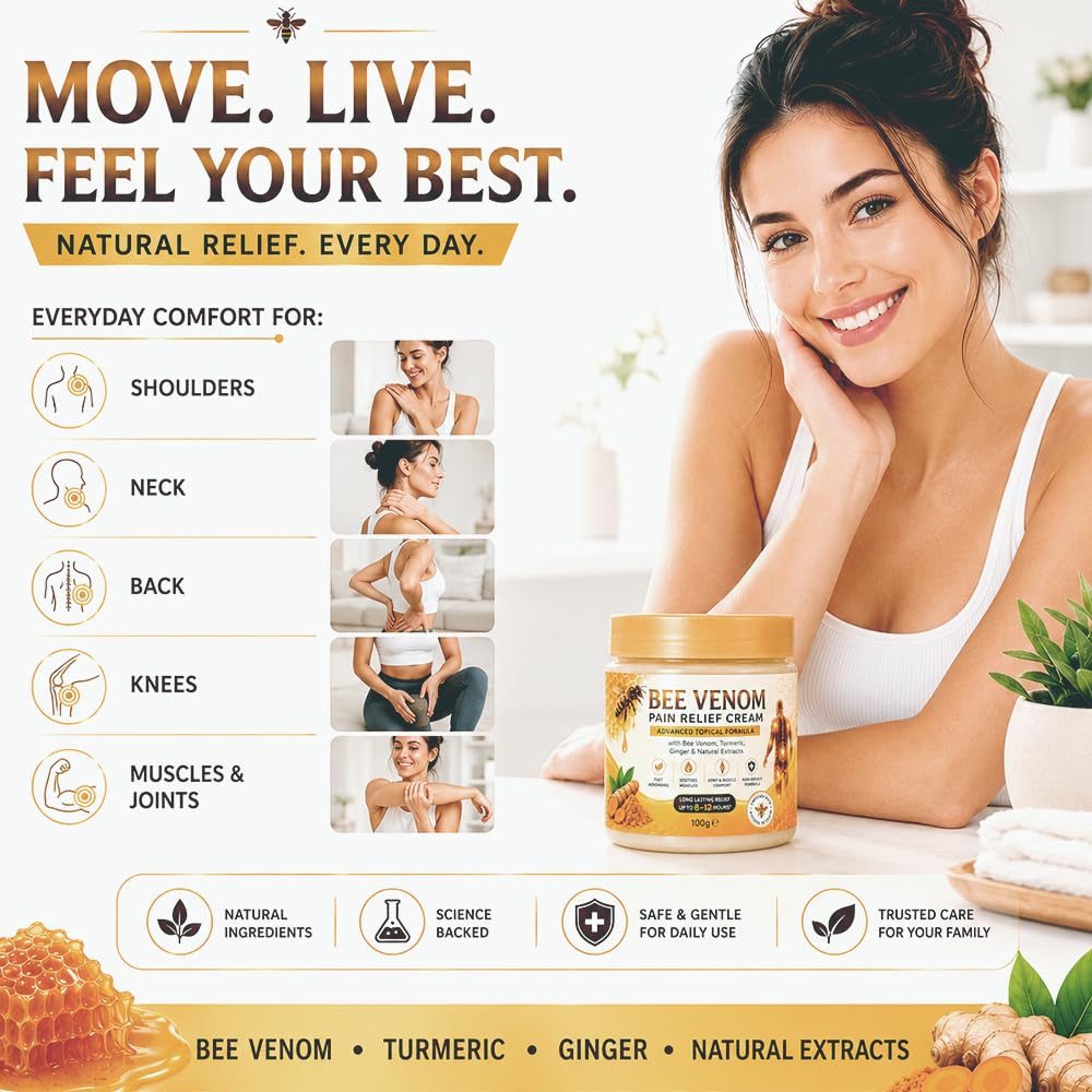 Bee Venom Pain Relief Cream with Turmeric & Ginger 100g- Pack of 2
