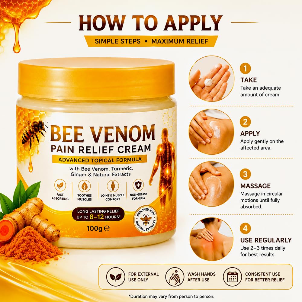 Bee Venom Pain Relief Cream with Turmeric & Ginger 100g- Pack of 2