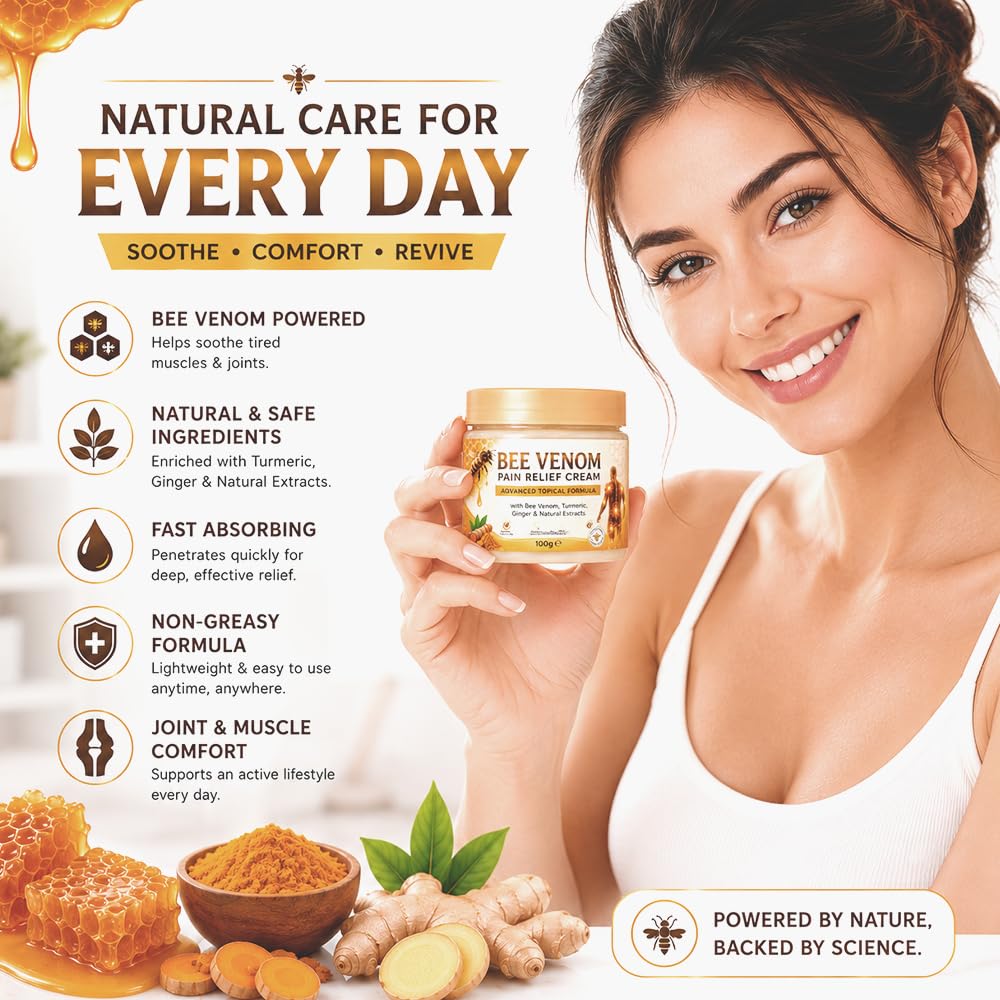 Bee Venom Pain Relief Cream with Turmeric & Ginger 100g- Pack of 2