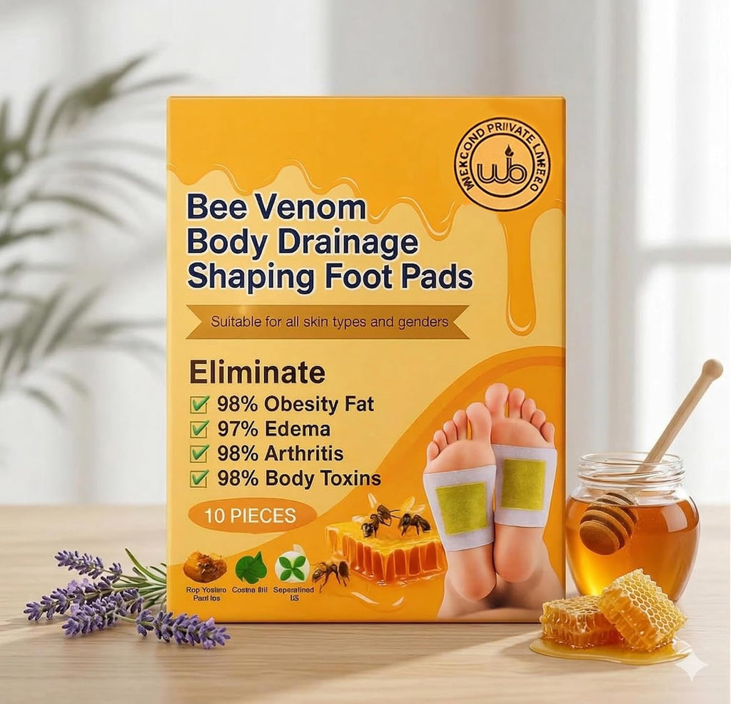 Bee Venom Body Drainage Shaping Foot Pads, Detox Patches with Green Tea Extract for Feet, Overnight Use, 10 Pieces